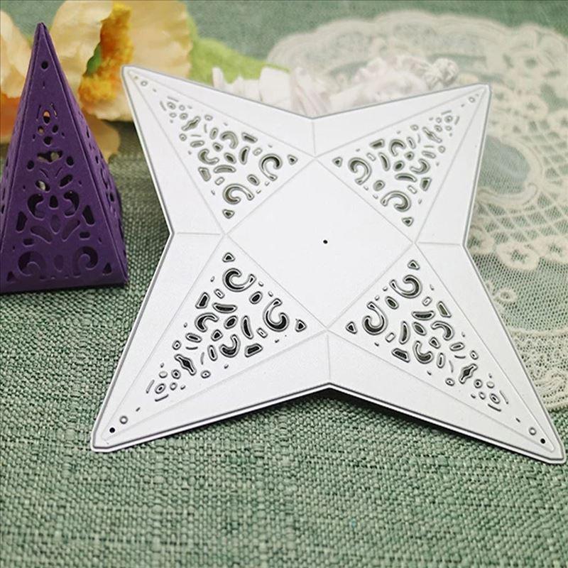 Four Corner 3D Gift Box Pattern Metal Steel Cutting Dies Stencils Scrapbooking Craft Die Diy Festival Card Making