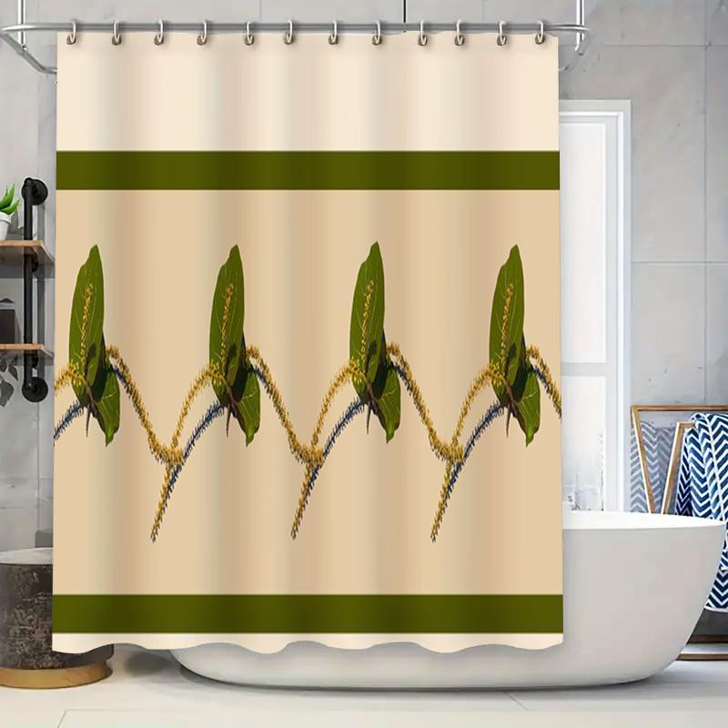 

Vibrant Botanical Shower Curtain: Nature-Inspired Decor With Greenery And Yellow Flowers For Bathroom Printed Polyester Fabric I W60H190(CM)-1 Pcs