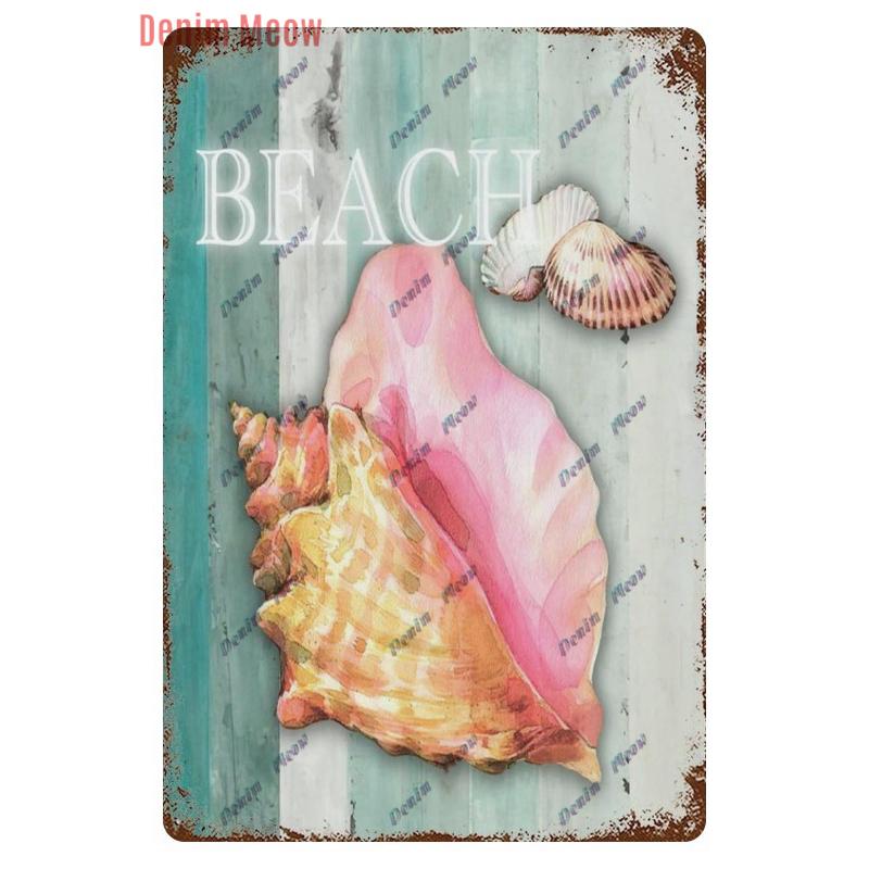 Vintage Sea Turtle Decor, Sea Snail, Metal Tin Sign, Nautical Beach Ocean Theme, Retro Seaside Underwater Summer Plates, WY283
