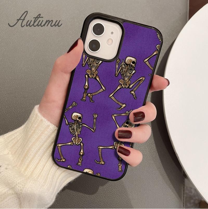 Straszna Czaszka Śmieszny Taniec Szkielet Etui na Telefon dla iPhone 11 12 13 14 Pro Max mini XR XS SE 2020 6S 7 8 Plus Samsung S21 S22 Pokrowiec