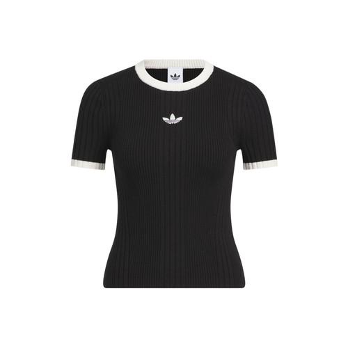 adidas Originals Woven Sport Slim Fit Short Sleeve T-Shirt for Women XS чёрный