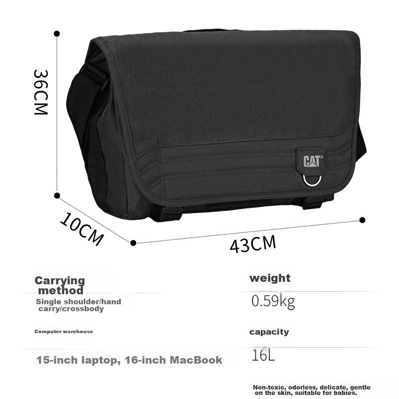 CAT Schulter-Crossbody-Tasche, Laptoptasche, 15/16 Zoll Aktentasche für Herren, Schwarz, 83607