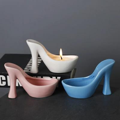 New High Heel Candle Holder Simple Ceramic Candlesticks Creative Aromatherapys Candle Cup Home Decors Wedding Supplies