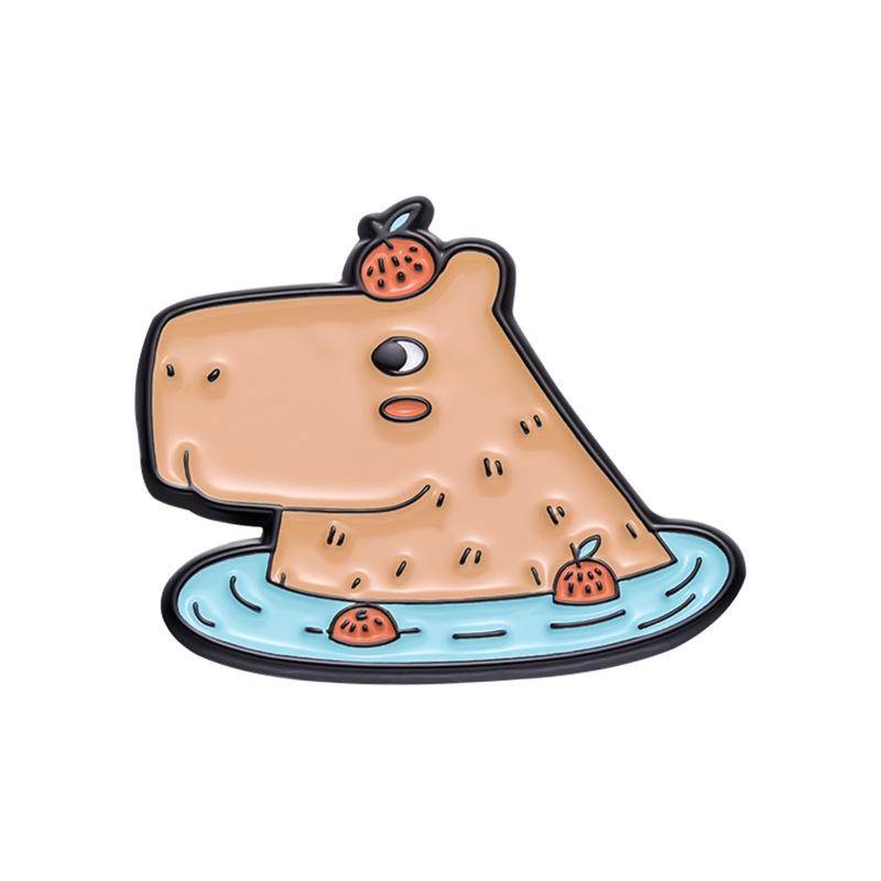 Cartoon Capybara Brooch Set: Cute Animal Series Badge from Europe & America