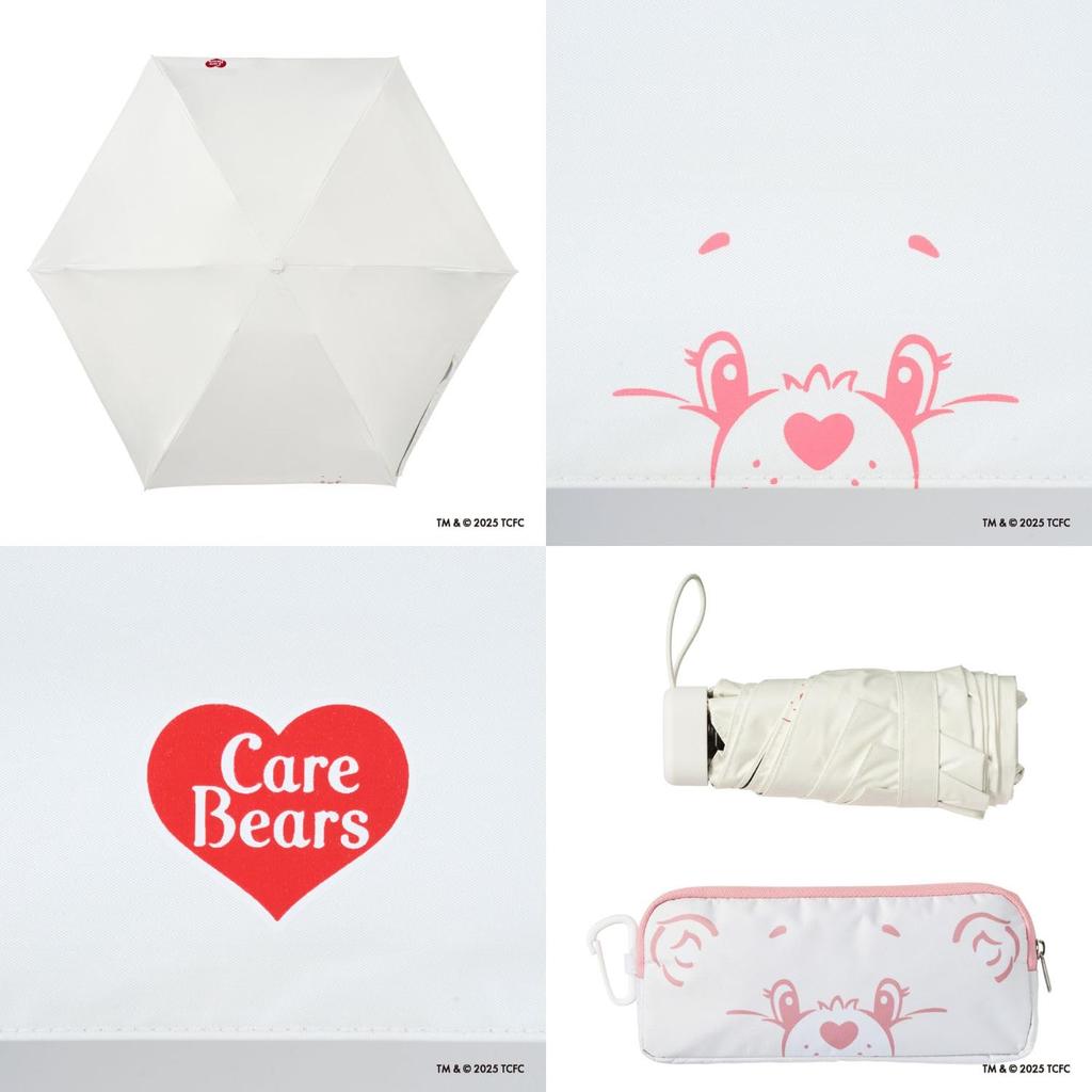 [Moonbat] CARE BEARS™ Folding Parasol, Compact, Heat-Blocking, Sun-Blocking, UV Protection, UPF50+, Suitable for Sunny and Rainy Days, with Carabiner