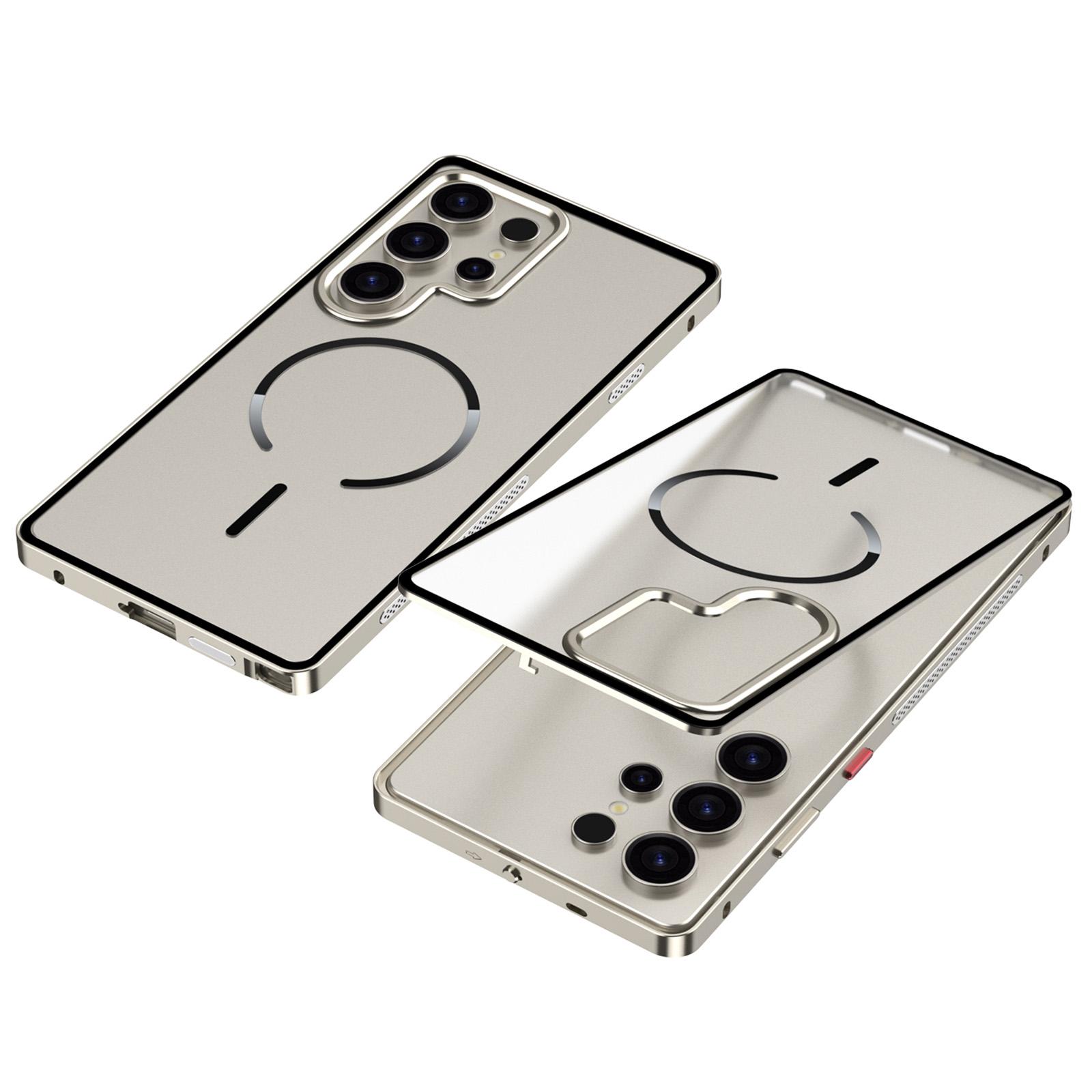 

For Samsung Galaxy S23 Ultra Magnetic Case Aluminium Alloy PC Matte Phone Cover Pop-Up Snap Lock