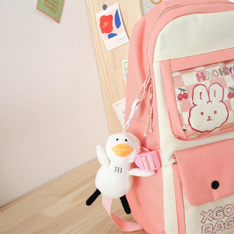 School bag, women's backpack, four-piece set, junior high school student backpack, campus college backpack.