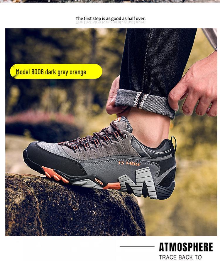 Men's Lightweight Non-Slip Genuine Leather Hiking Shoes - Breathable, Wear-Resistant Outdoor Shoes for Hiking and Travel (Unisex).