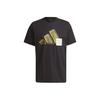 3-Stripe Logo Print Sports Crew Neck T-Shirt Men Tops Black GU3643