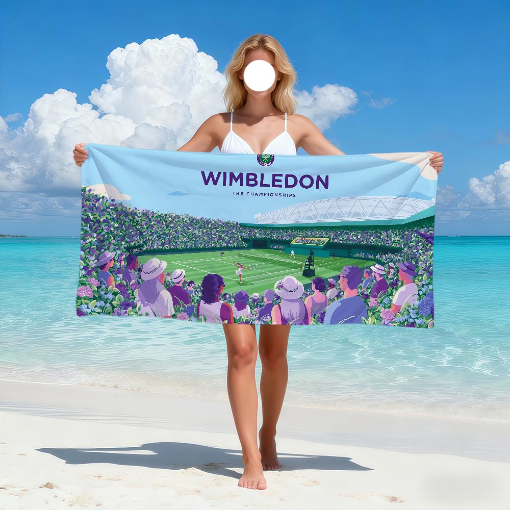 Cool Ontwerp Tennis Kampioenschap Strandlaken Zacht Sneldrogend Badlaken voor Cadeau Reizen Sportschool Spa Kamperen Sport Zwembad Deken W86*H163(CM)
