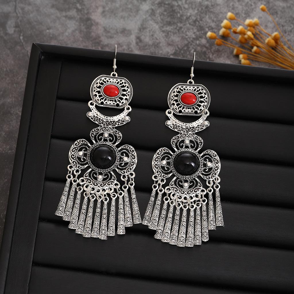 Bohemian Ethnic Exotic Style Retro Diamond Fringed Flower Earrings Women'S Hollow Fashion Earrings