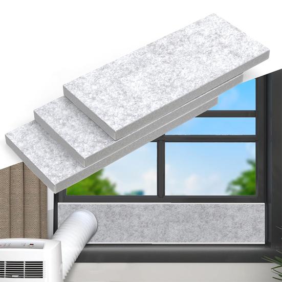 3Pcs Insulated Foam Panels Portable AC Window Seal Kit Universal Fit