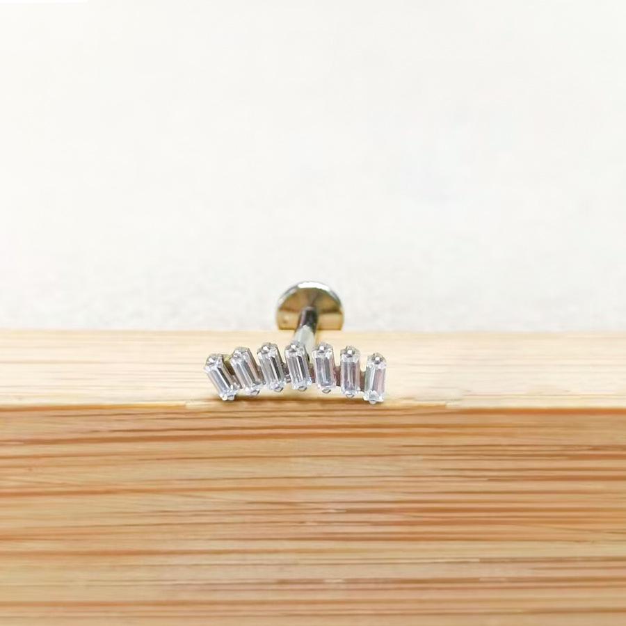 F136 Titanium Flower Peacock Crown Earrings, Long Studs for Cartilage Piercing, 1.2/1.0 Thickness