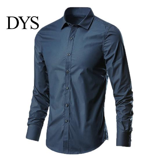 Autumn Shirt Men Long Sleeve Solid Color Button Single-breasted Cardigan Dress-up Casual Lapel Spring for Daily Wear