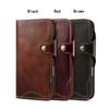Étui de luxe Denior en Cuir Véritable Huilé pour iPhone Air 17 16 15 14 13 12 Pro Max Plus Portefeuille Fin Housse à Rabat avec Dragonne