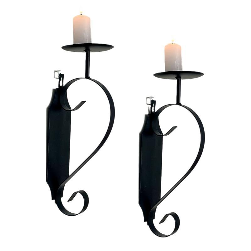 2 Stück Eisen Wandhänger Liebe Kerzenhalter Hohl Kurvendesign für Zuhause Schlafzimmer Wohnzimmer Wanddekoration Weihnachtsgeschenk