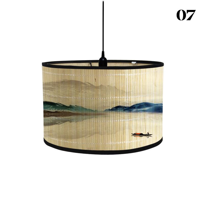 Chinese Retro Style Handmade Bamboo Lamp Shade  Flower Print Lampshade Home Decor Chandelier E27 Lampshade Crafts