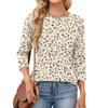 343/4 Sleeve Shirts For Women Cute Print Graphic Tees Blouses Casual Plus Size Basic Tops Pullover