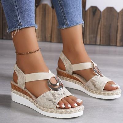 Women Wedges Sandals Summer Metal Decoration Platform Gladiator Shoes Woman Comfort Casual Mid Heels Sandal Sandálias Feminina