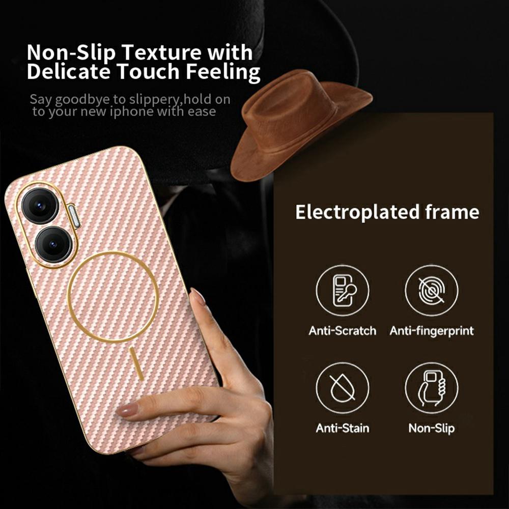 For Xiaomi Redmi Turbo 4 Pro 5G/Poco F7 5G Phone Case Carbon Fiber Textured Electroplated TPU Back Cover