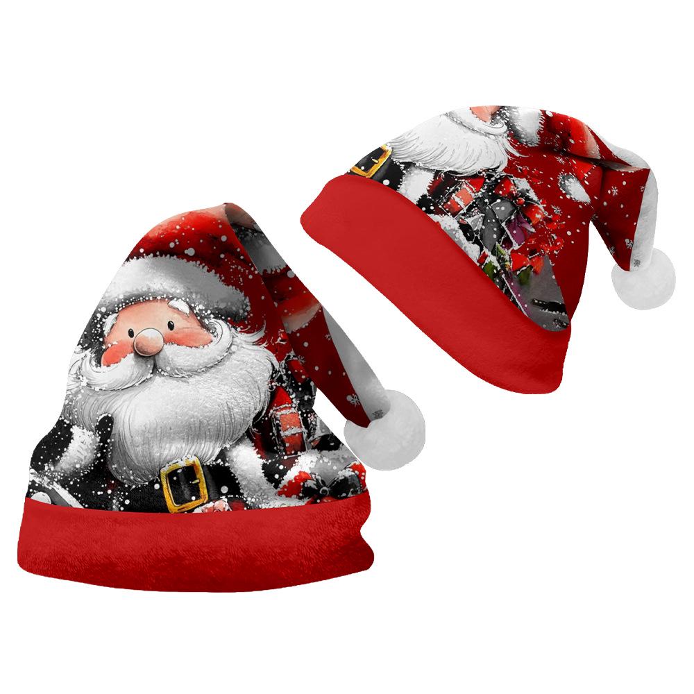 2024 New Double-Sided Plush Velvet Christmas Hat for Adults & Children - Customizable Design