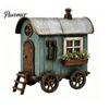 Resin Figurine for Home Decor Vintage Mini RV Statue, Retro Campervan House Figurine, Farmhouse Unique Collectible Craft Display Style Ornament Indoor