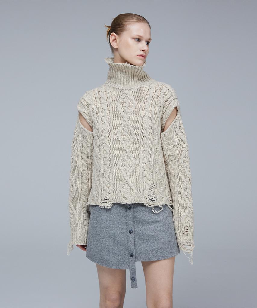 Meuameu Cable Destroyed Knit