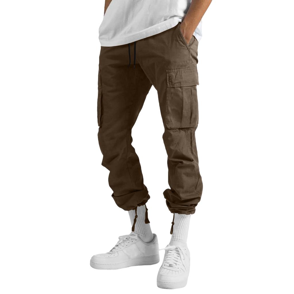 Pantaloni da Lavoro da Uomo con Coulisse e Tasche Multiple, Pantaloni Lunghi Casual