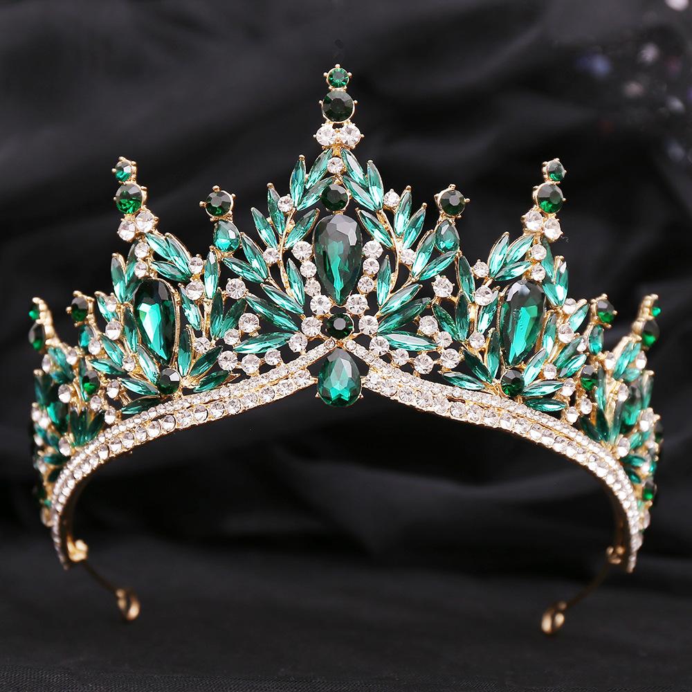 Baroque Luxury Big Water Drop Crystal Opal Tiara For Women Girls Wedding Bridal Birthday Party Crown Hair Dress Accessory