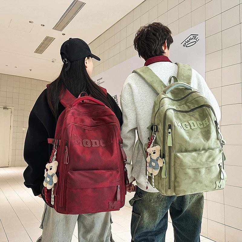 Schoolbag new schoolbag Korean version ins tooling style trend couple backpack large capacity middle and high school students air cushion backpack