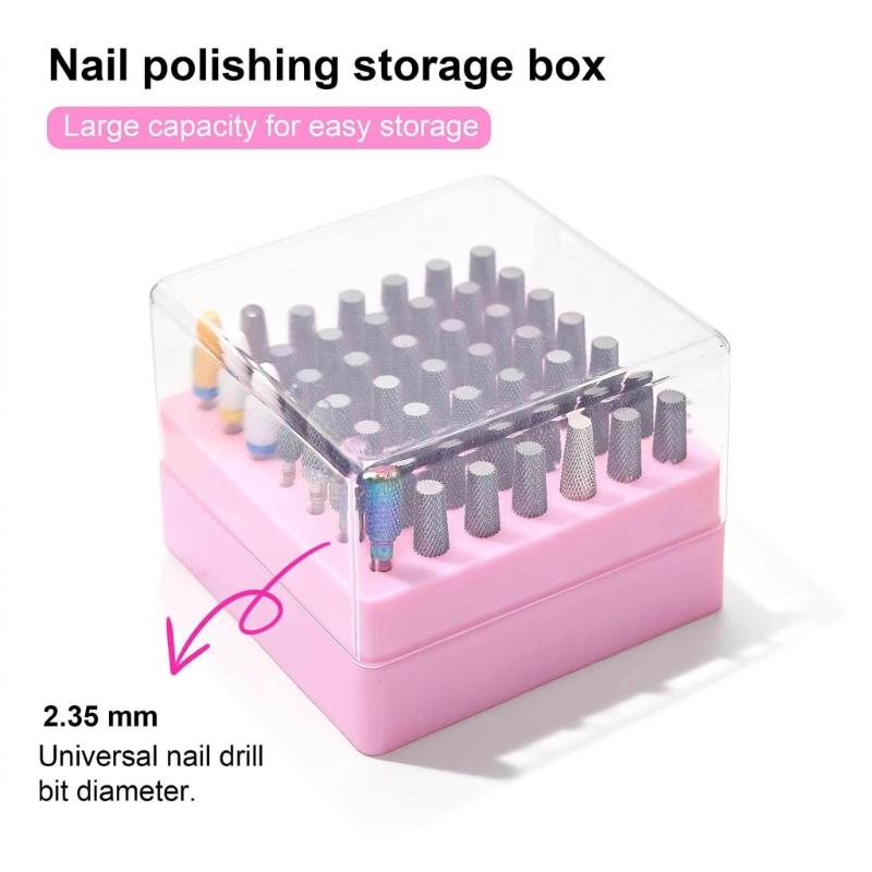 49 Hole Nail Drill Bit Storage Box Universal For Nail Grinding Heads Dustproof Professional Salon Organizer