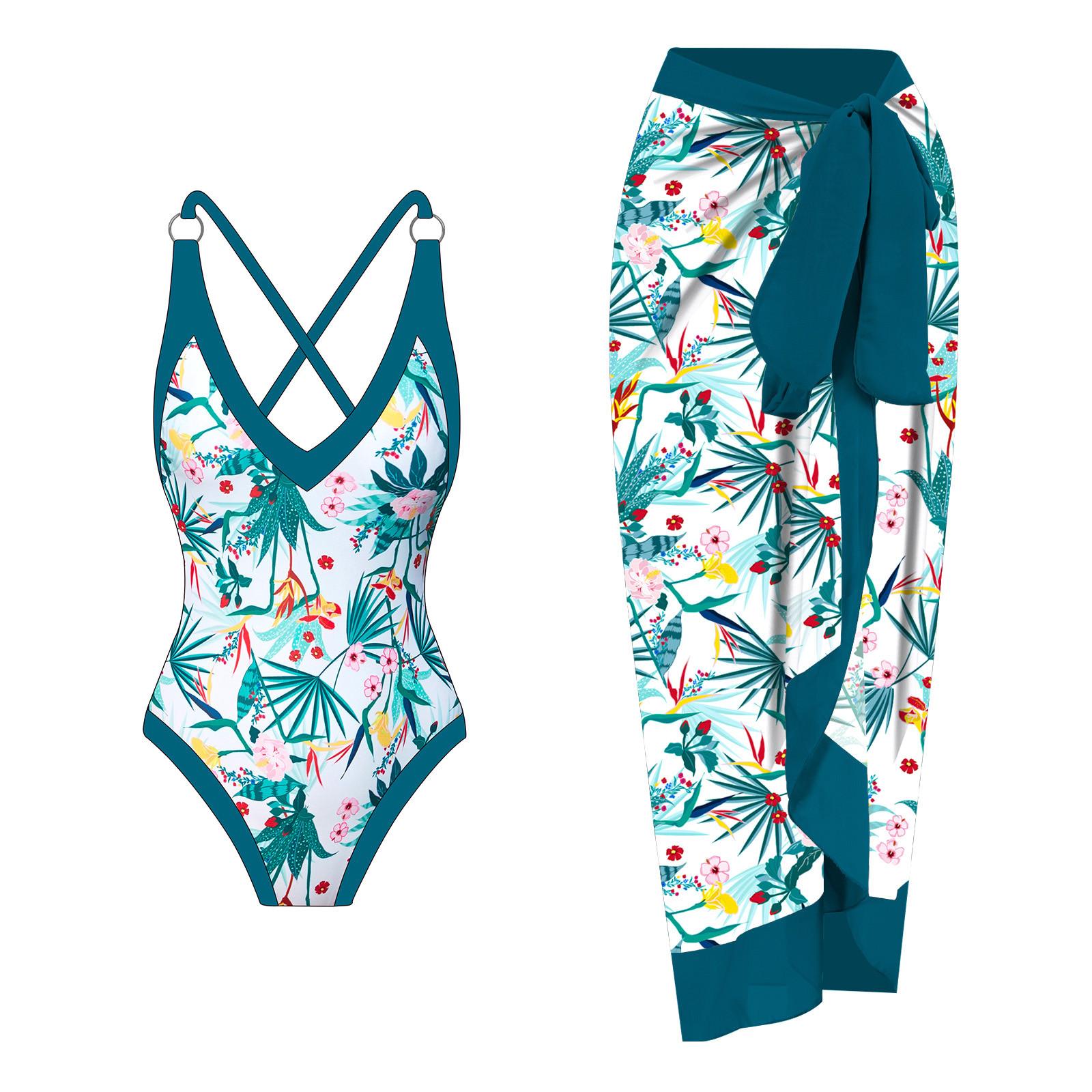 

Модные женские интегрированные купальники, бикини, купальники, шифоновая пляжная юбка, комплект из двух предметов XL