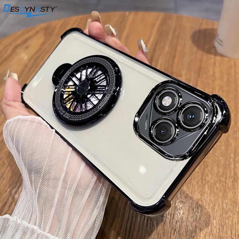 Funda For Honor 400 Lite Case Magnetic Gyroscope Holder Plating Airbag Camera Protect Silicone Transparent Bumper Back Cover