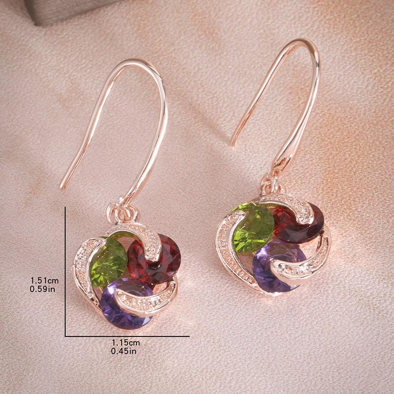 Vintage Wedding Hoop Earrings Boho Female Rainbow Zircon Flower Earring Fashion Yellow Gold Color Small Stone Earrings For Women