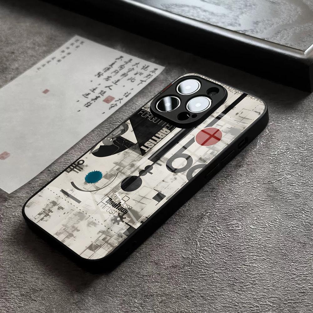 Geometric Bauhaus Art Phone Case For IPhone 16 Pro Max 14 17 Air 12 15 11 13 Mini X XR XS Max SE Glass Cover