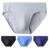 Men Summer Briefs Mid-rise Elastic Waistband Panties Solid Color U-convex Breathable Underwear for Daily Wear Sleep