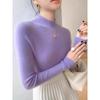 Taro Purple Half-High Neck Fitted Knitted Sweater - Autumn/Winter Fashion Versatile Jumper Top