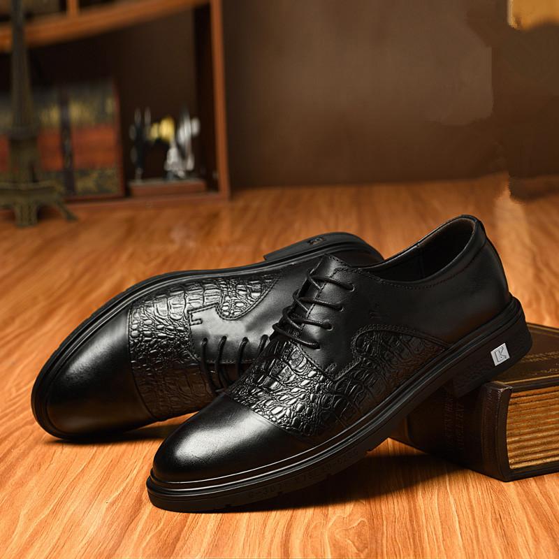 High Quality Men Casual Genuine Leather Shoes Brand Comfort Formal Business Loafers Men Crocodile Pattern Black Men Driving Shoe
