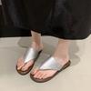 Fashion 2025 New Summer Women Low Rubber Flip Flops Shoes Fabric Rome Hoof Heels PU Low Rubber Flip-Flops Rome Shoes