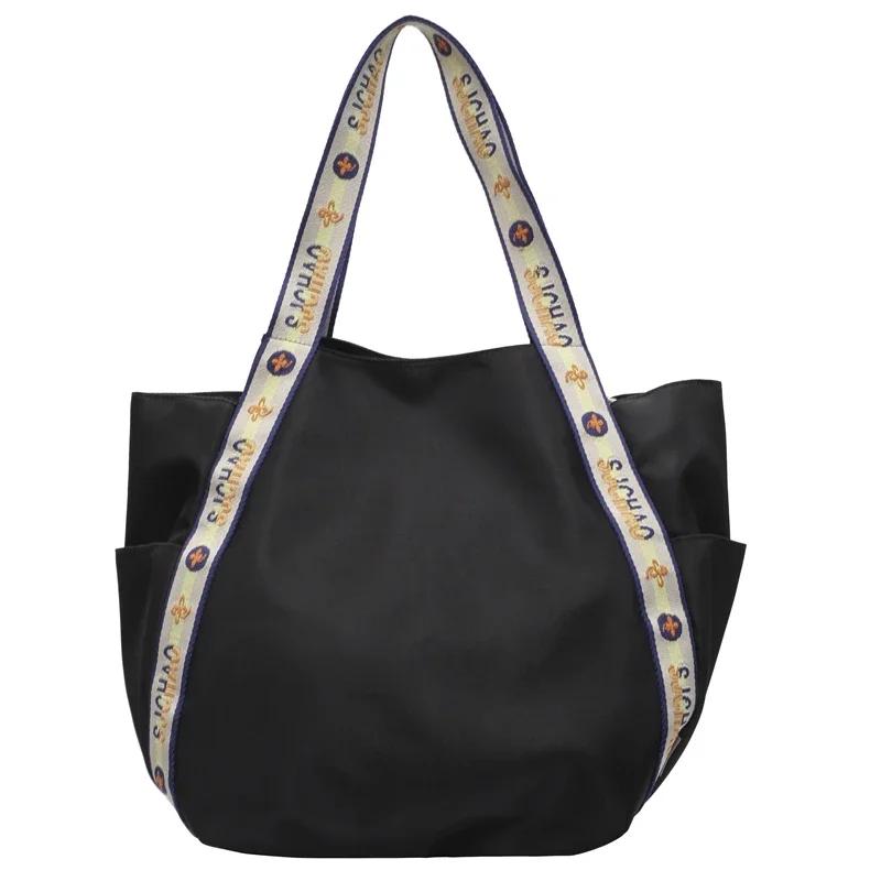 

Новая нейлоновая сумка-тоут Ins контрастного цвета для отдыха, сумки через плечо, сумка через плечо для поездок на работу 46 36 22 чёрный