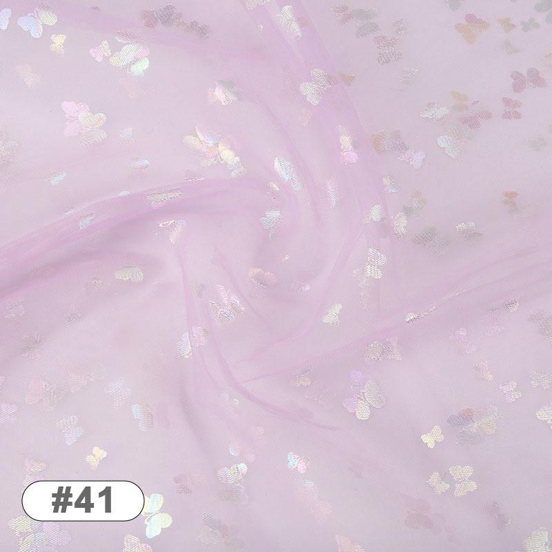 

1M Mesh Embroidered Lace Fabric Feather Butterfly Gauze Yarn Fabric Diy Skirt Wedding Dress Stage Clothes Background Decor 1M
