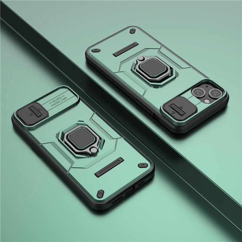 For iPhone 15 Cover For Apple iPhone 13 14 15 5G Case Lens Sliding Window Protector Armor Shockproof Holder Magnetic Bumper