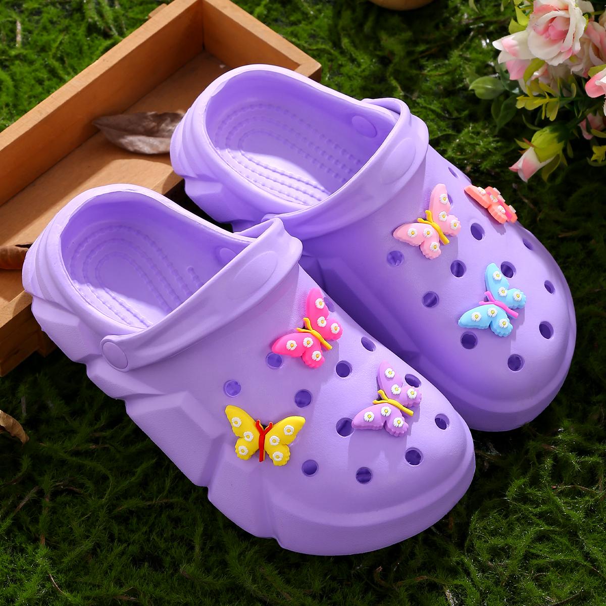 

Casual Breathable Clogs With Cute Cartoon Charms For Girls, Slip-on Beach Slide, Anti Slip Garden Clog Shoes For Beaches 3057 30