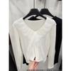 Korean Lace Lace Splicing Collar Knitted Winter Foreign Look Thin Sweet Versatile Bottoming Shirt Knitted Sweater Top