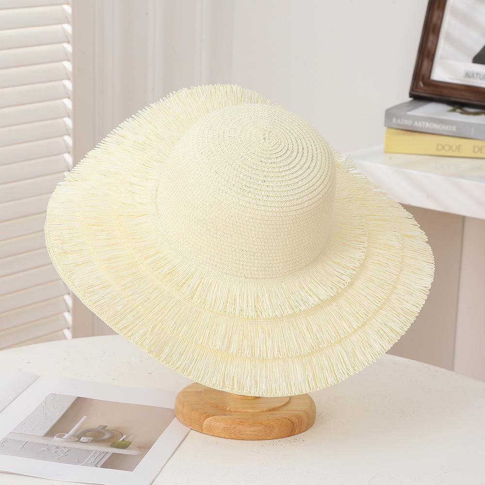 Solid Color Men's and Women's Hats New Straw Hat Yellow Macaron Color Summer Flat Top Straw Hat Beach Travel Essential Sun Hat