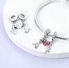 Silver Plated Valentine Love Couple Friendship Sisters Charms Beads for DIY Bracelet Jewelry Making Gift