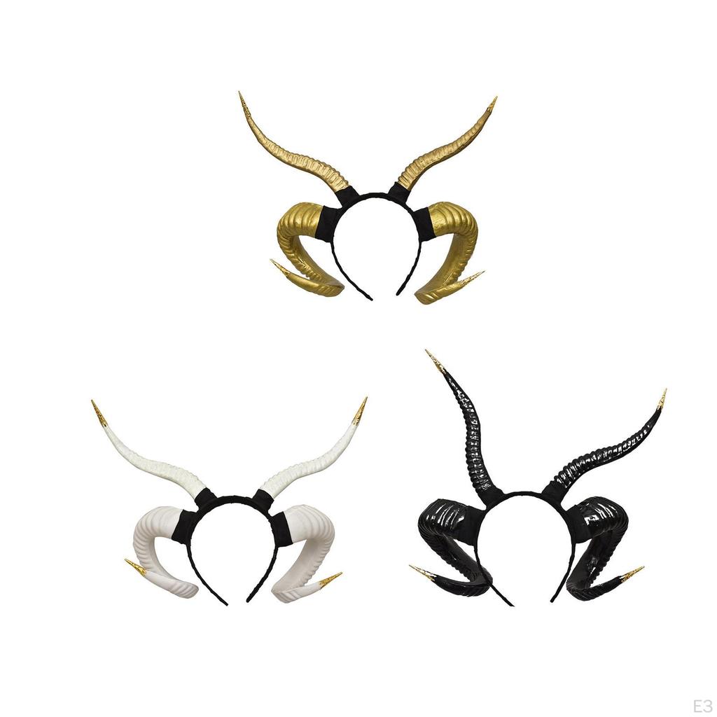 Devil Sheep Horn Headband Hair Accessory Gothic Punk Vintage Headwear Hairband for Halloween Costume
