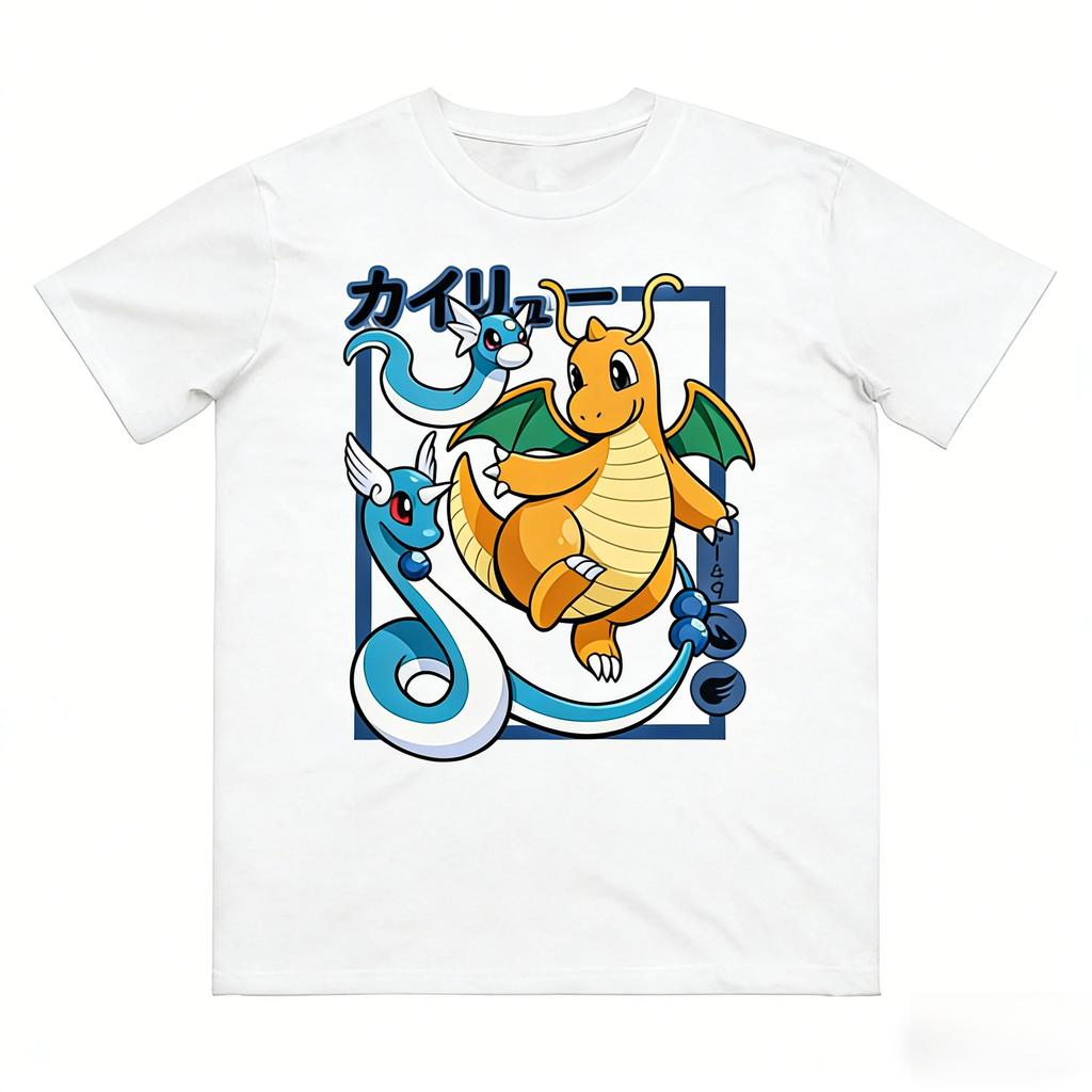 Pokemon Dratini Evoluce Čistá Bavlna Tričko Krátký Rukáv Unisex Móda Jaro Léto Nová Kolekce