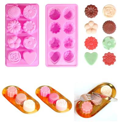 8 Löcher Rose Blume Pudding Silikonformen DIY Herz Mousse Kuchen Backform Liebesform Kerzen Seifenformen Gänseblümchen Schokolade Geschenke