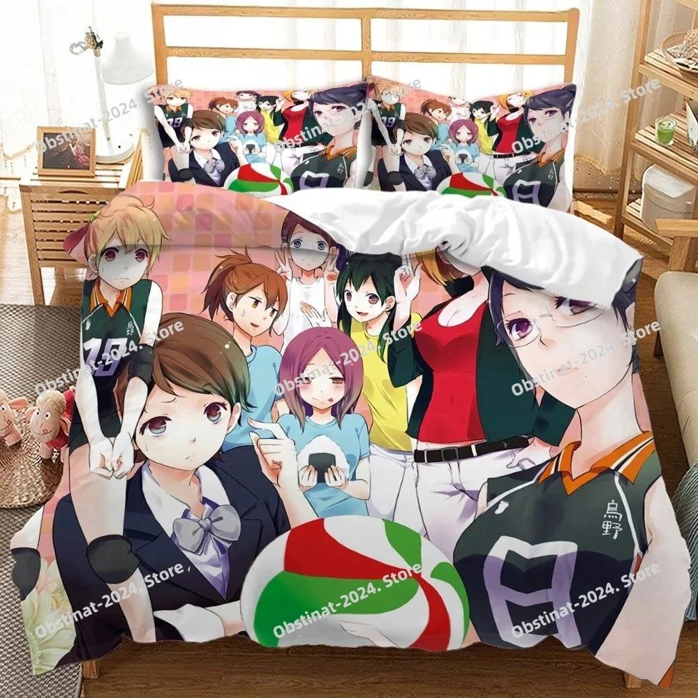 Haikyuu Bedding Set Volleyball Boys Print Bed Set With Pillowcase Bed Duvet Cover Soft Single Double Queen Super King Size